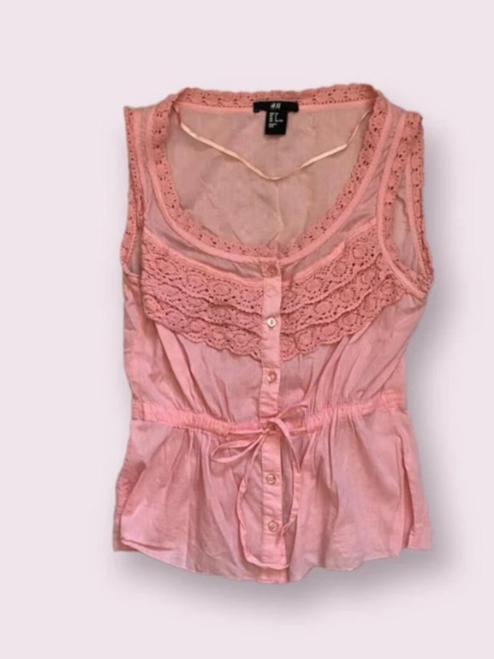 pink sleeveless peasant top <3